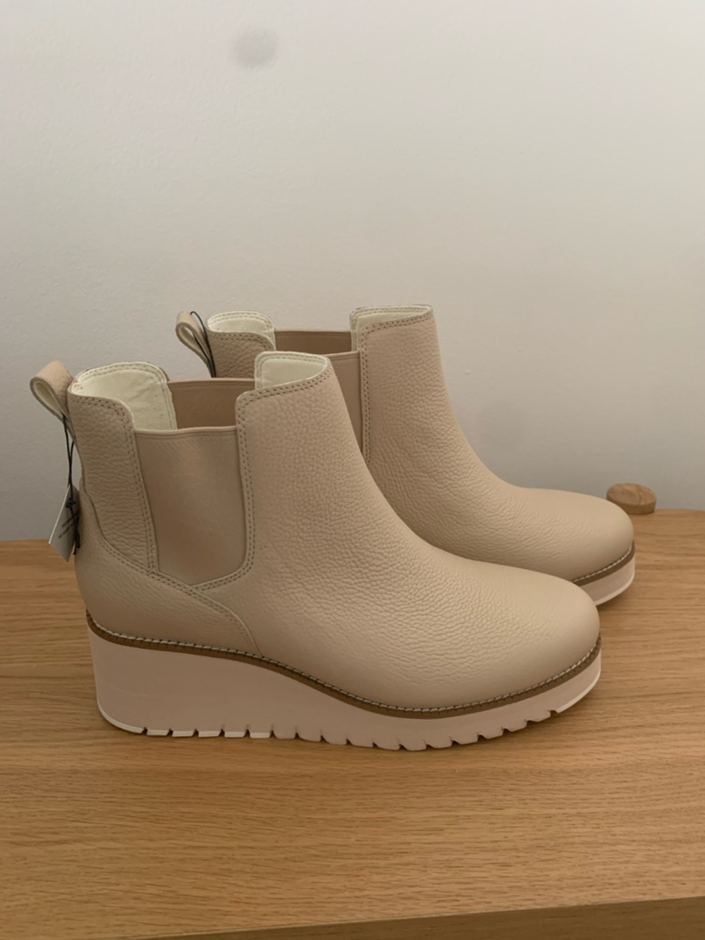 Cole Haan Oat Waterproof Pebbled Leather ZG City Wedge Ankle Boots NWT